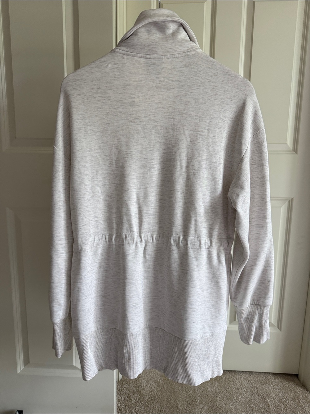 Varley Oatmeal Ridgefield Longline Jacket - Heathered Zip-Front Drawstring - Picture 3 of 3